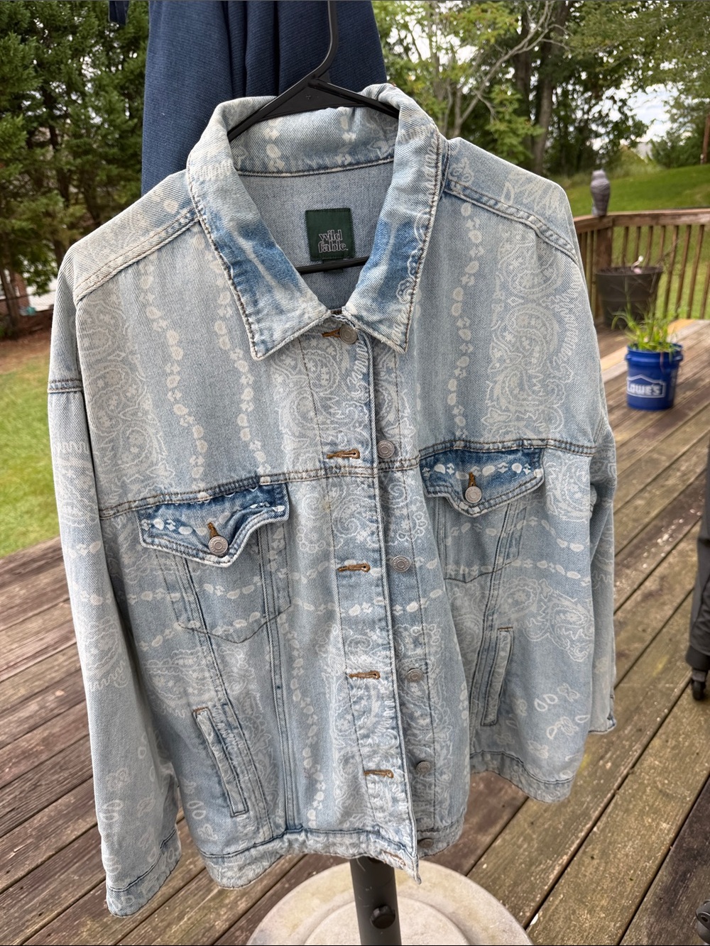 wild fable Light Blue Paisley-Print Denim Jacket